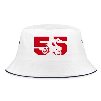 Moto 55 Biker - Bucket Hat - Weiß/Navy - Vorne