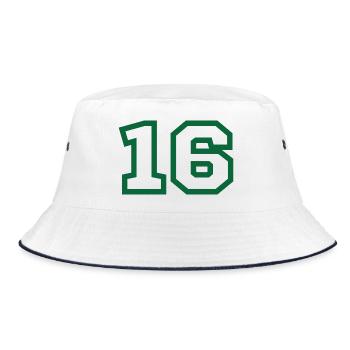 Number 16 green sport - Bucket Hat - white/navy - Front