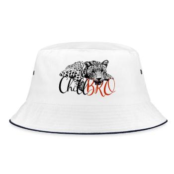 Leopard Afrika chillen Chill Bro entspannen - Bucket Hat - Weiß/Navy - Vorne