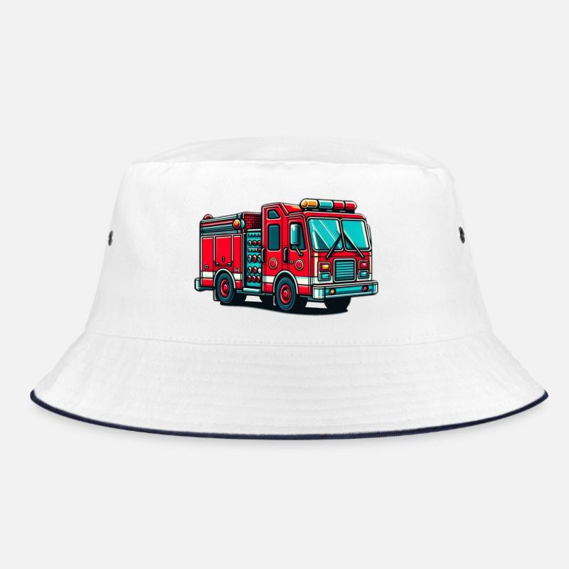 Feuerwehrauto - Bucket Hat - Weiß/Navy