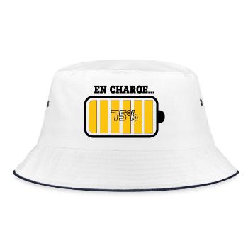 Battery at 75% charge - Bucket Hat - white/navy - Front