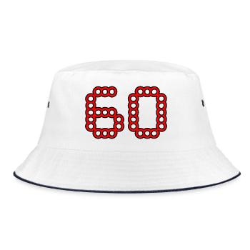 60. 60 JAHRE. 60-JÄHRIGES JUBILÄUM. 60. GEBURTSTAG. - Bucket Hat - Weiß/Navy - Vorne