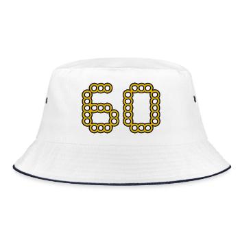 60. 60 JAHRE. 60-JÄHRIGES JUBILÄUM. 60. GEBURTSTAG. - Bucket Hat - Weiß/Navy - Vorne