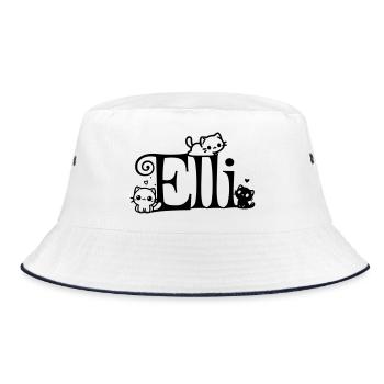 Elli surname First name Kitten name - Bucket Hat - white/navy - Front