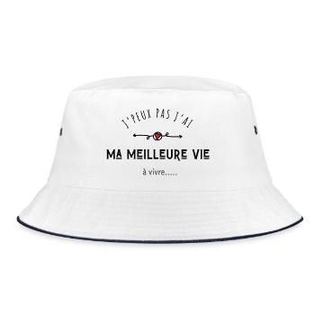 Ich kann nicht, ich habe mein bestes Leben zu leben - Bucket Hat - Weiß/Navy - Vorne