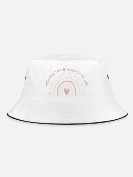 Welcome to the world little one | baby Geschenk - Bucket Hat - Weiß/Navy - Vorne