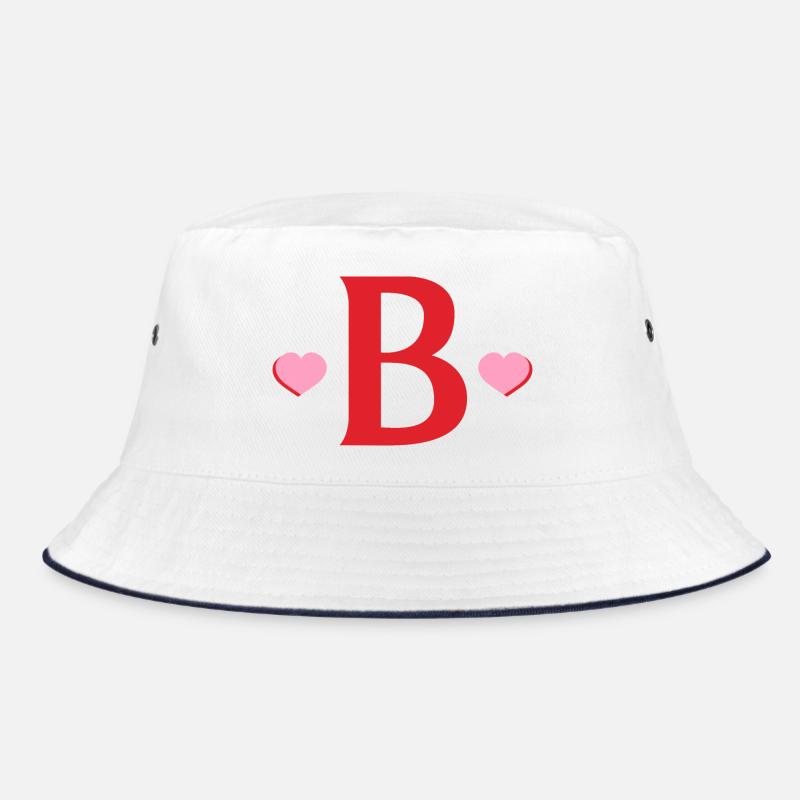 Letter b red hearts Bucket Hat