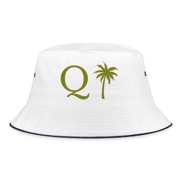Letter q green Palm - Bucket Hat - white/navy - Front