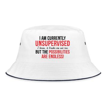 I Am Currently Unsupervised Possibilities Endless - Bucket Hat - Weiß/Navy - Vorne