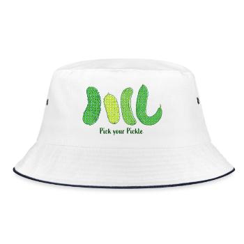 Pick Your Pickle: Grüne Gurkenkunst - Bucket Hat - Weiß/Navy - Vorne