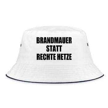 brandmauer statt rechte hetze - Bucket Hat - Weiß/Navy - Vorne