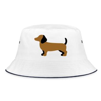 Dachshund Silhouette – Minimalist Dog Design - Bucket Hat - white/navy - Front