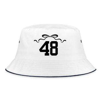 Nummer 48 Knoten - 48. Jahrestag - Bucket Hat - Weiß/Navy - Vorne