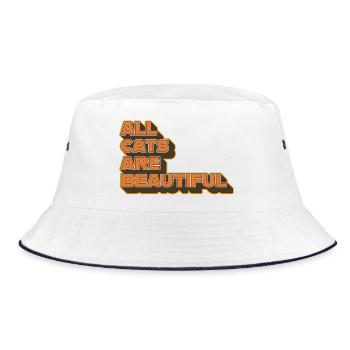 All Cats Are Beautiful – Stylisches Statement - Bucket Hat - Weiß/Navy - Vorne