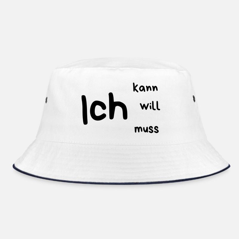 Ich... kann, will, muss - Bucket Hat - Weiß/Navy