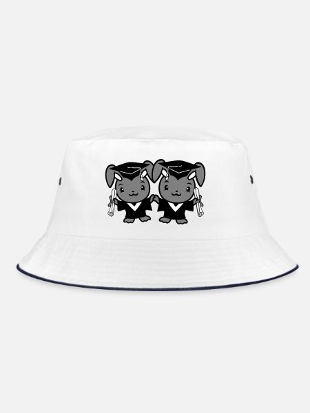 2 Bunnies College School Graduation Two Friends Team - Bucket Hat - white/navy - Front