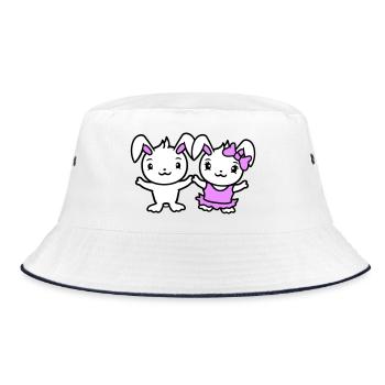 2 Bunnies Two Girlfriend Love Couple In Love Cute - Bucket Hat - white/navy - Front