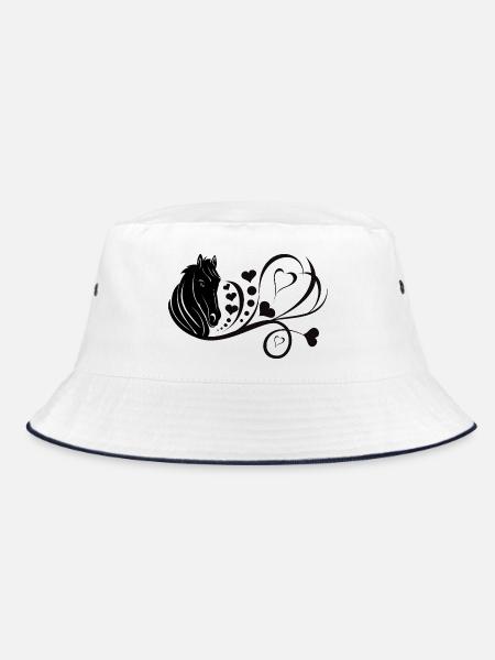 Horse with heart Horse lover Horse owner - Bucket Hat - white/navy - Front