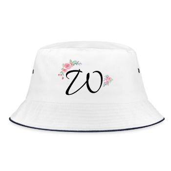 Lettre w fleurs - Bob - blanc/marine - Devant