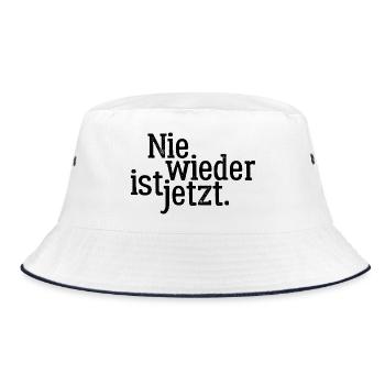 Nie wieder ist jetzt - Gegen Rechts, gegen Hetze - Bucket Hat - Weiß/Navy - Vorne