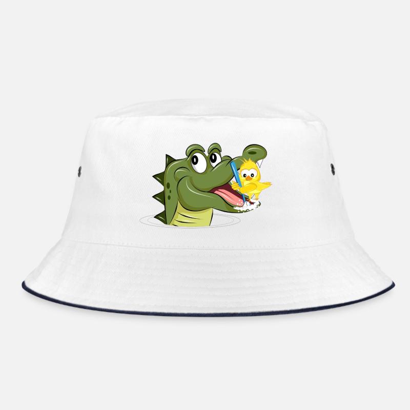 Crocodile and bird brushing their teeth – funny animals Bucket Hat