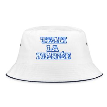 Blue Chinoiserie Brautteam - Bucket Hat - Weiß/Navy - Vorne