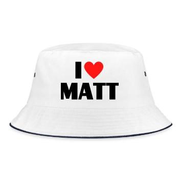 I love Matt Red Heart Love Fan Gift - Bucket Hat - white/navy - Front