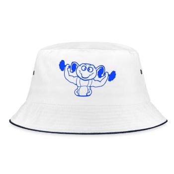 Caterpillar Bodybuilder Muscle Building Strong Fitness Gym - Bucket Hat - white/navy - Front