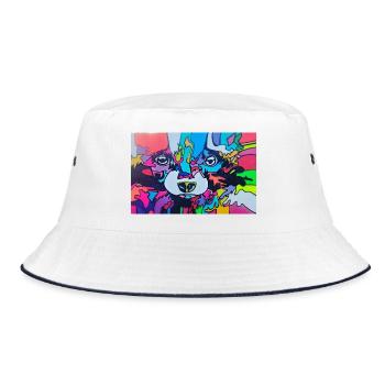 Colorful raccoon - Bucket Hat - white/navy - Front