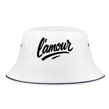 L'amour – Love Script - Bucket Hat - white/navy - Front
