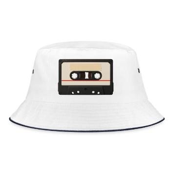 Retro Kassette – Mixtape Classic - Bucket Hat - Weiß/Navy - Vorne