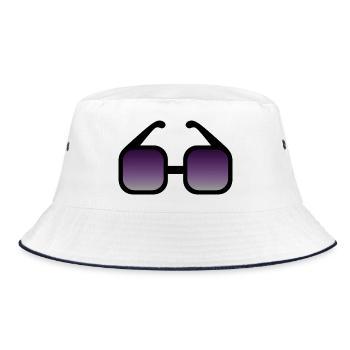 Black Gradient Sunglasses  - Bucket Hat - white/navy - Front