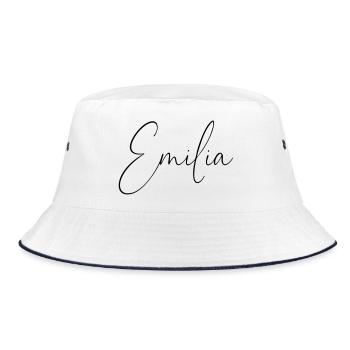 Emilia / Handwriting Design Personalized - Bucket Hat - white/navy - Front