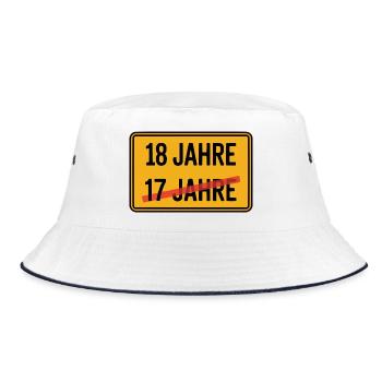 18 Years Birthday Place Sign – Funny Design - Bucket Hat - white/navy - Front