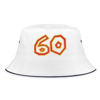 60. 60 JAHRE. 60-JÄHRIGES JUBILÄUM. 60. GEBURTSTAG. - Bucket Hat - Weiß/Navy - Vorne