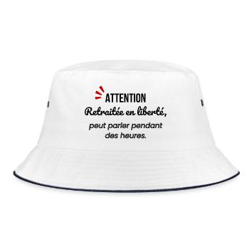Attention retraitée en liberté humour - Bob - blanc/marine - Devant