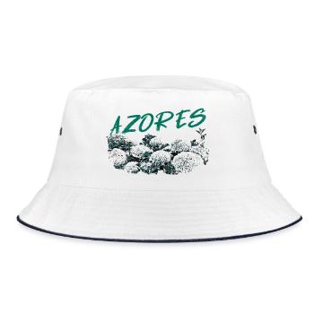 Azores Botanical Hydrangeas Turquoise - Bucket Hat - white/navy - Front