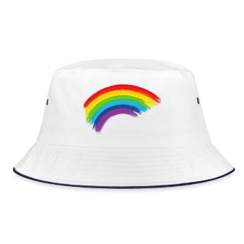 Regenbogen Pinselbogen Hoffnung Gemeinschaft  - Bucket Hat - Weiß/Navy - Vorne