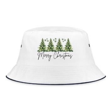 Elegantes Weihnachtsdesign - Bucket Hat - Weiß/Navy - Vorne
