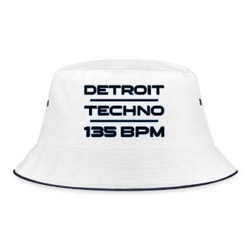 Detroit Techno 135 BPM - Bucket Hat - white/navy - Front