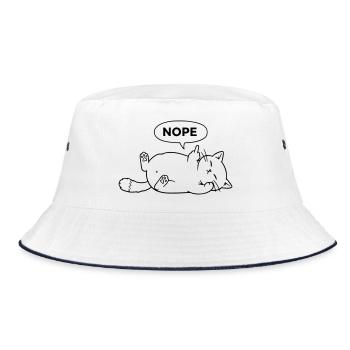 Nope Cat | Sarcastic Cat Statement - Bucket Hat - white/navy - Front