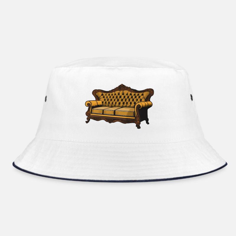 Victorian Velvet Sofa Graphic - Bucket Hat - white/navy