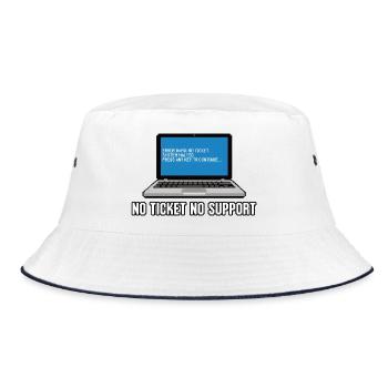 No Ticket No Support Admin IT-Support Spruch - Bucket Hat - white/navy - Front