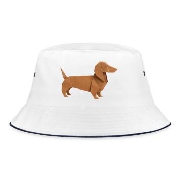 Origami Dachshund Noble Brown - Bucket Hat - white/navy - Front