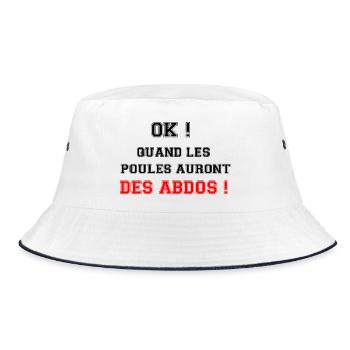 When the chickens will have abs. - Bucket Hat - white/navy - Front