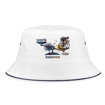 work - ride - balance: Pay attention to it! - Bucket Hat - white/navy - Front