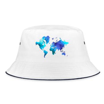 World Map Blue Dreams - Bucket Hat - white/navy - Front