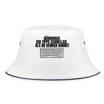 Büromaus Design - Bucket Hat - Weiß/Navy - Vorne