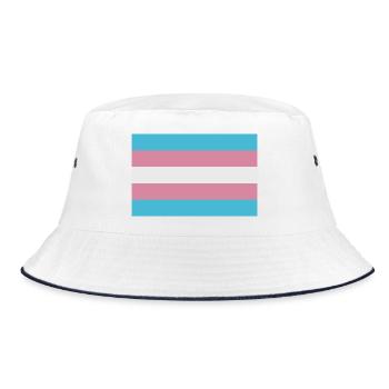 Trans flag - Bucket Hat - white/navy - Front