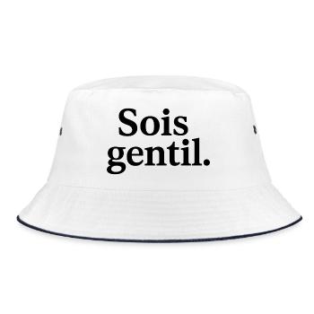 Be Kind: Bold Black Typography - Bucket Hat - white/navy - Front